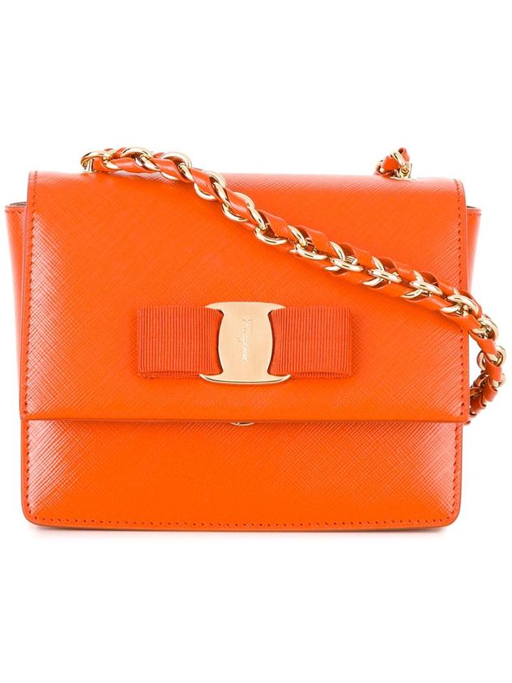 Salvatore Ferragamo Small Vara Crossbody Bag, Women's, Yellow/orange, Calf Leather