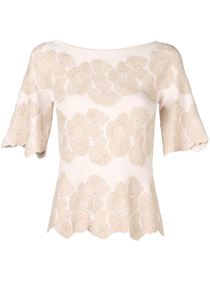 D.exterior Floral Embroidered Knit Top - Nude & Neutrals