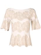 D.exterior Floral Embroidered Knit Top - Nude & Neutrals