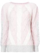 Prabal Gurung Cable Knit Jumper - Pink & Purple