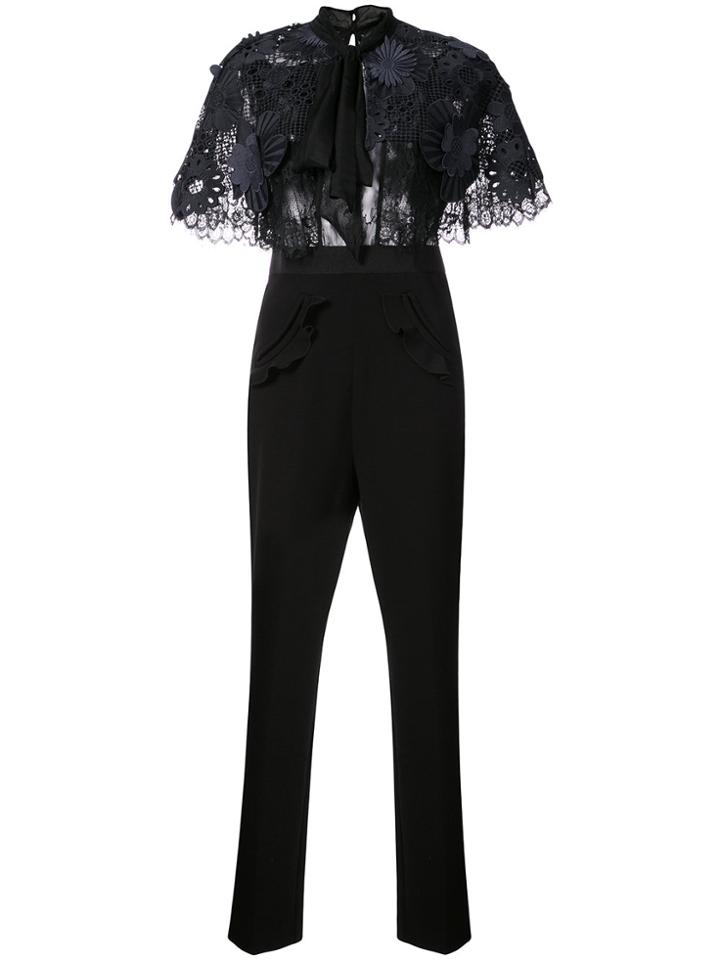 Self-portrait Lace Bodice Jumpsuit - Blue