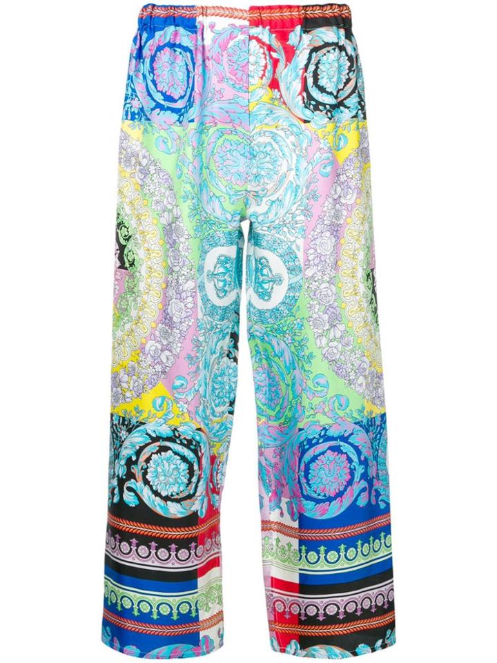 Versace Wild Baroque Print Trousers - Blue