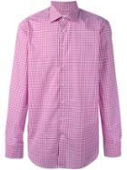 Etro Checked Button Down Shirt, Men's, Size: 40, Pink/purple, Cotton