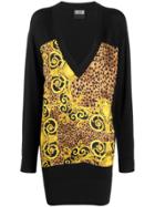 Versace Jeans Couture Oversized V-neck Sweater - Black