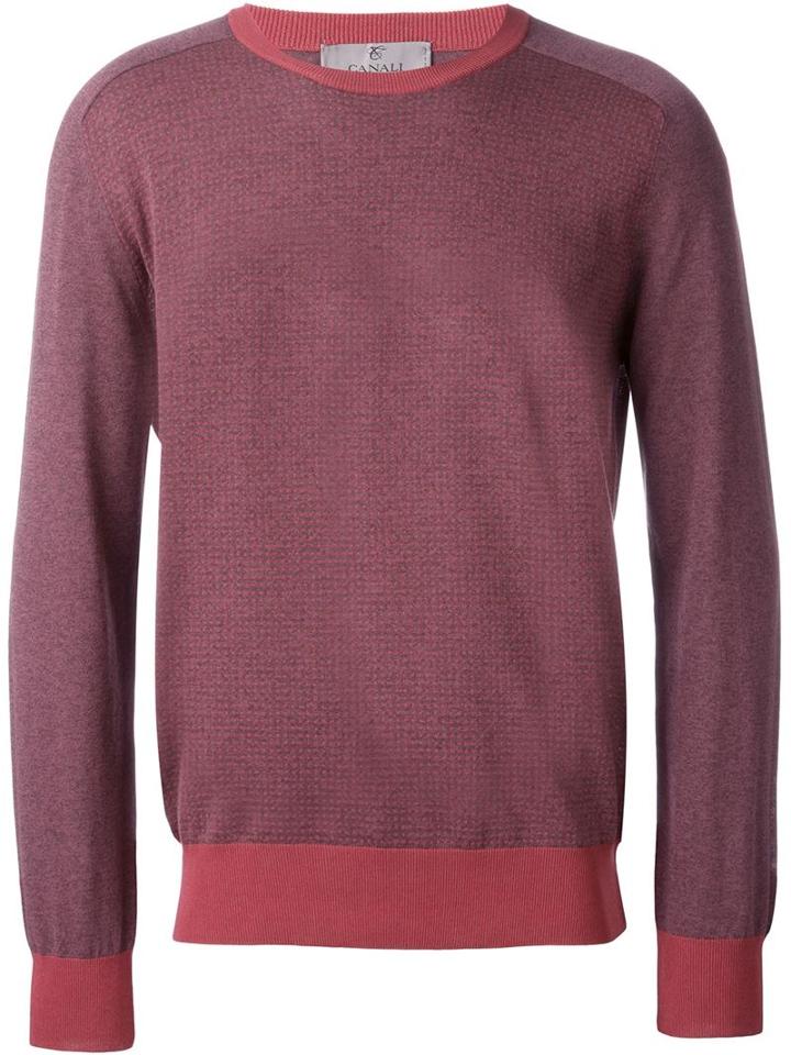 Canali Two-tone Jumper, Men's, Size: 52, Pink/purple, Cotton