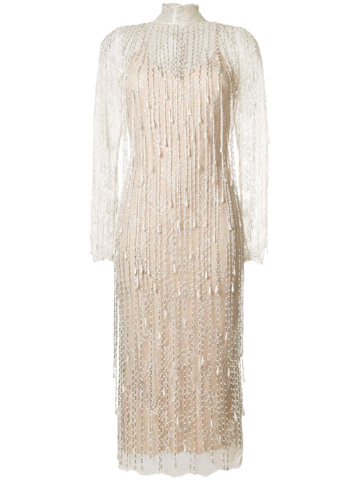 Cristina Savulescu Fitted Fringe Dress - Nude & Neutrals