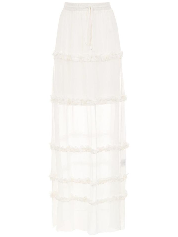 Nk Silk Ruffled Skirt - White