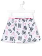 Msgm Kids Logo Print Skirt, Size: 6 Yrs, White