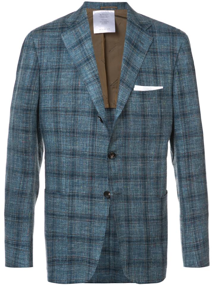 Kiton Checked Long Sleeved Jacket - Green