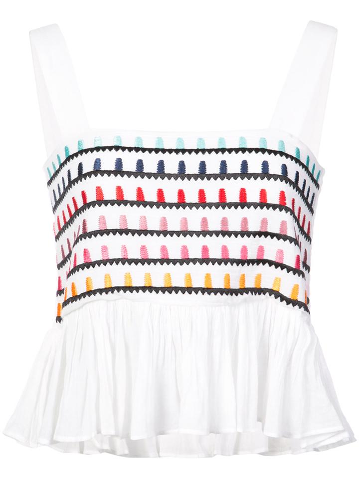 Carolina K Embroidered Crop Top - White