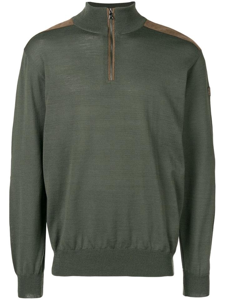 Paul & Shark Zipped Neck Jumper - Green