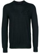 Alexander Mcqueen - Winged Lion Embroidered Jumper - Men - Wool/silk - M, Black, Wool/silk