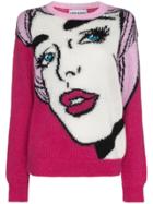 Moschino Pop Art Intarsia Mohair Virgin Wool Blend Jumper - Pink