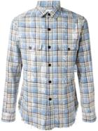 Saint Laurent Bleached Plaid Shirt, Men's, Size: Xs, Blue, Cotton