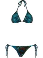 Blue Man Scale Print Bikini Set