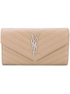 Saint Laurent Monogram Envelope Wallet - Neutrals