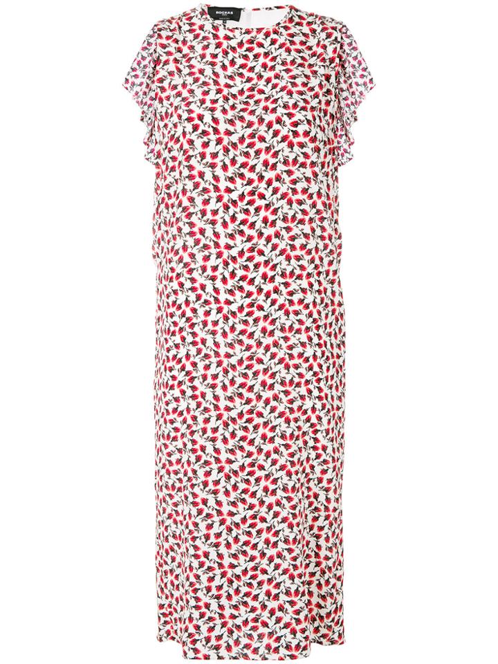 Rochas Ruffle Shift Dress - Red