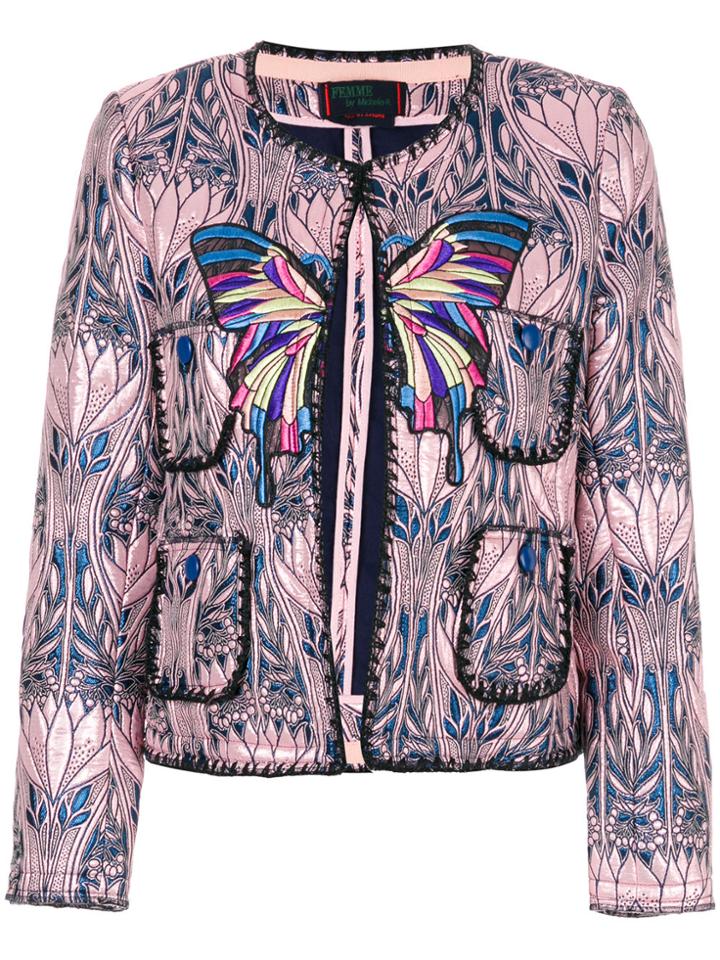 Femme By Michele Rossi Cropped Jacquard Jacket - Multicolour