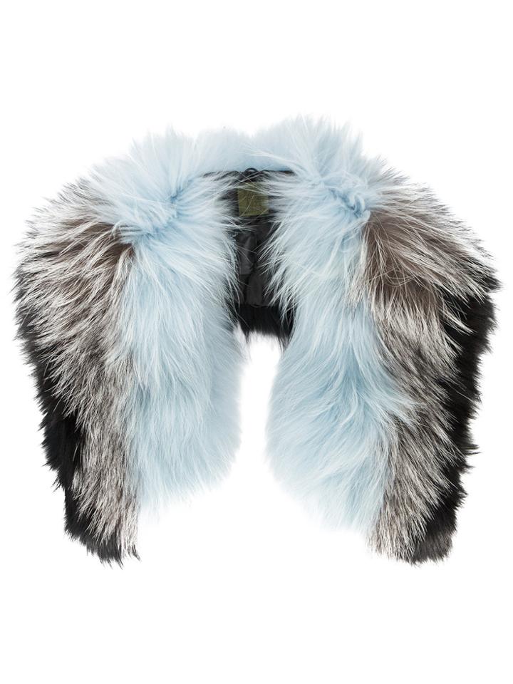 Mr & Mrs Italy Blue And Grey Striped Fur Collar