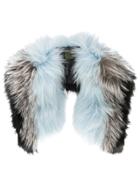 Mr & Mrs Italy Blue And Grey Striped Fur Collar
