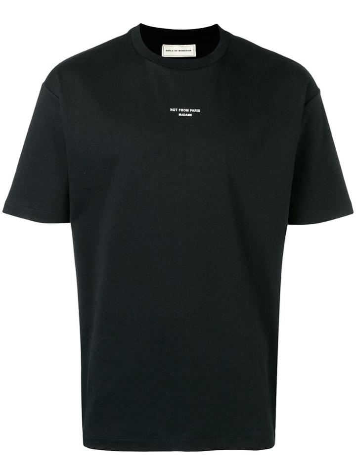 Drôle De Monsieur Slogan Detail T-shirt - Black