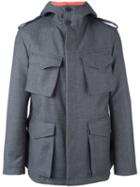 Wooster + Lardini Multi-pocket Hooded Jacket, Men's, Size: 52, Grey, Wool/polyurethane/spandex/elastane/glass Fiber