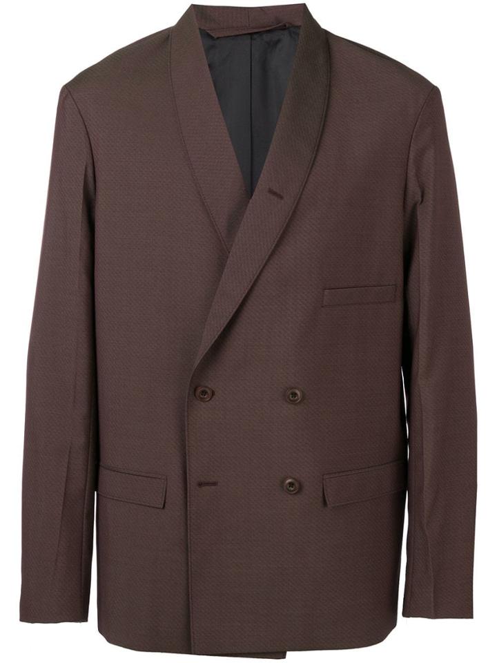 Lemaire Jacquard Double Breasted Blazer - Brown