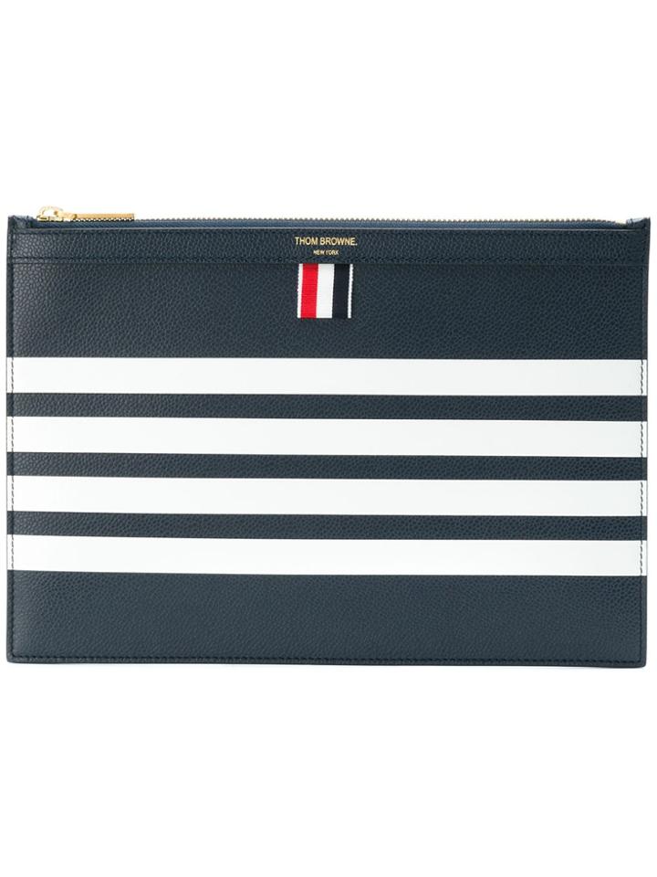Thom Browne 4-bar Stripe Leather Tablet Holder - Blue