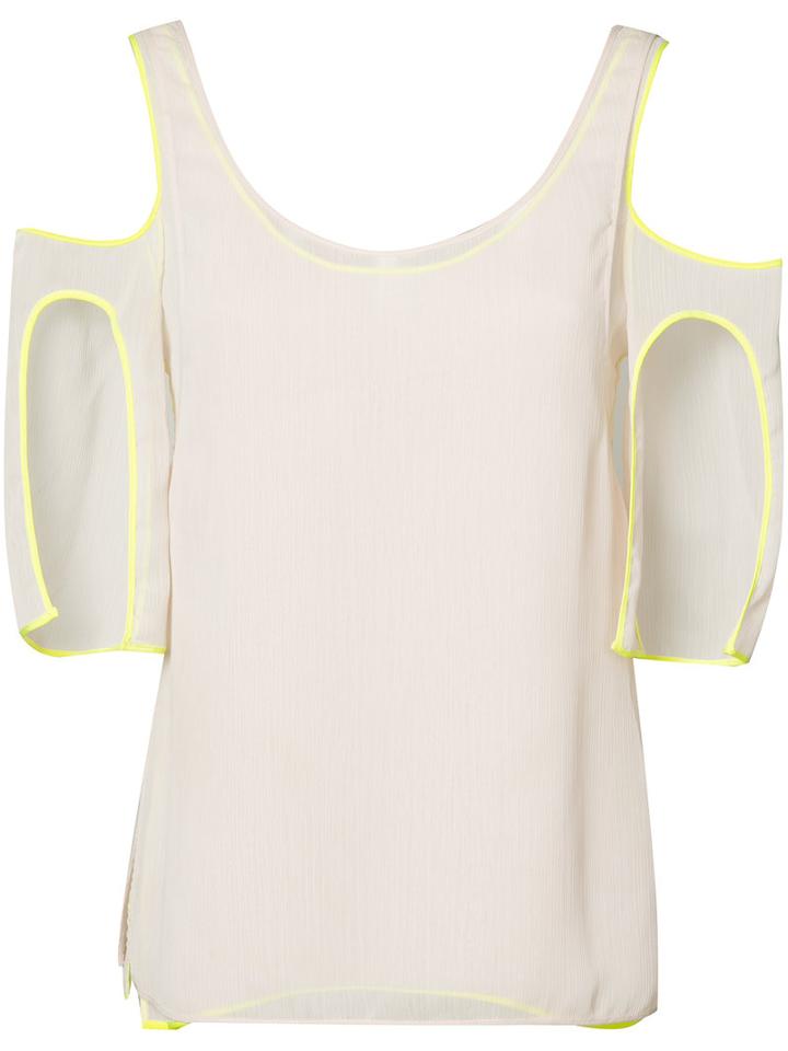 Jason Wu Contrast Flared Top, Women's, Size: 10, Pink/purple, Silk