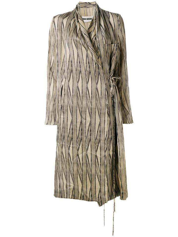 Uma Wang - Cayman Wrap Coat - Women - Cupro - S, Nude/neutrals, Cupro
