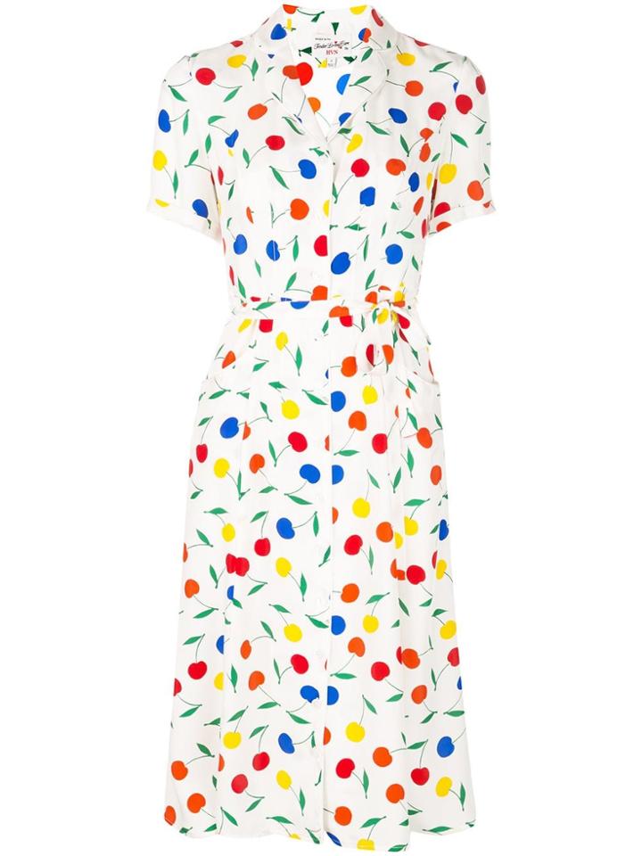 Hvn Cherries Print Dress - White