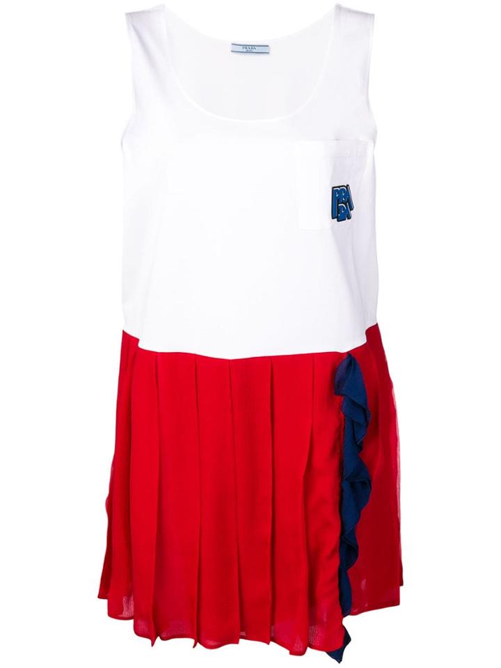 Prada Pleated Shift Dress - White