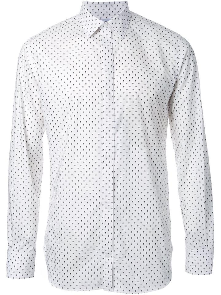 Alexander Mcqueen Mini Skull Print Shirt, Men's, Size: 43, White, Cotton