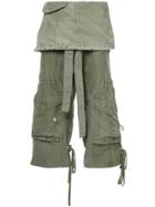 Greg Lauren Cropped Layered Cargo Trousers - Green