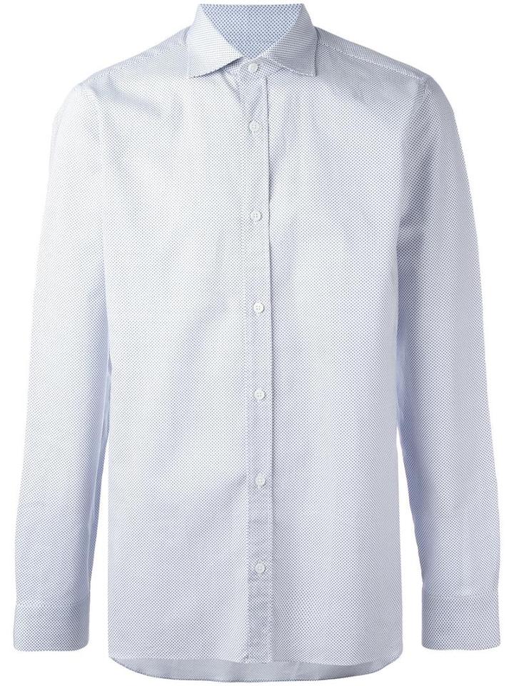 Z Zegna Micro Print Shirt, Men's, Size: 38, Blue, Cotton