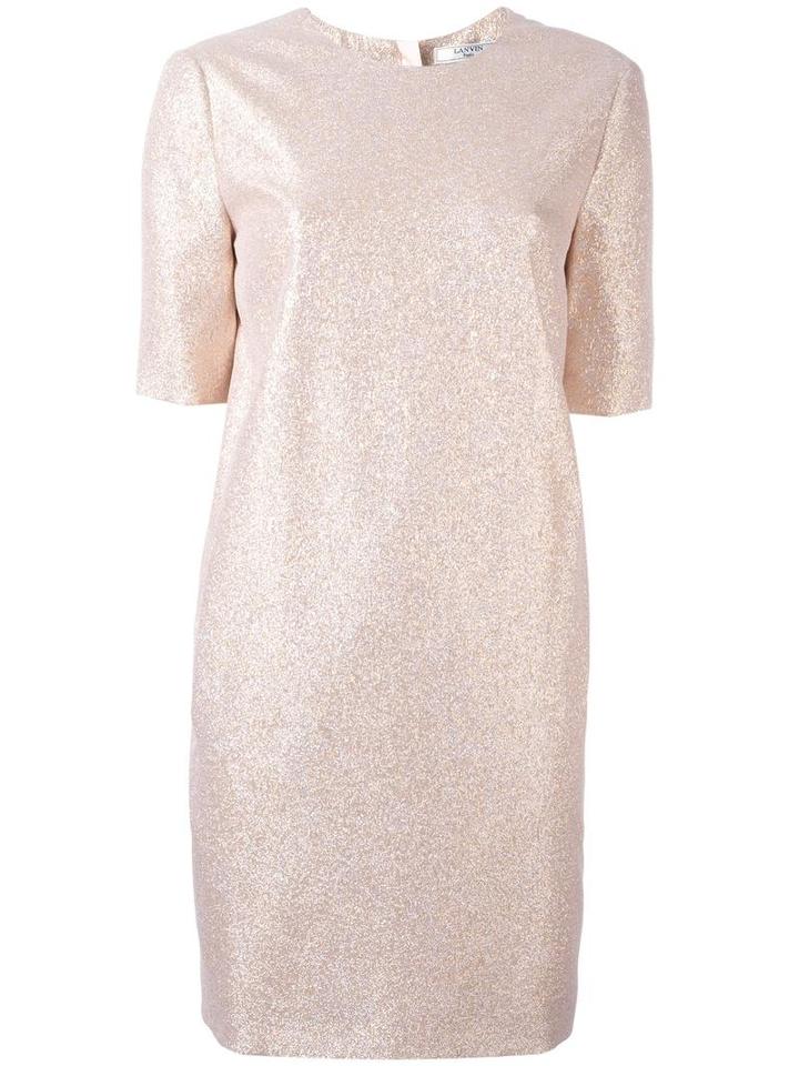 Lanvin Glitter Detail Shift Dress, Women's, Size: 40, Pink/purple, Silk/polyester
