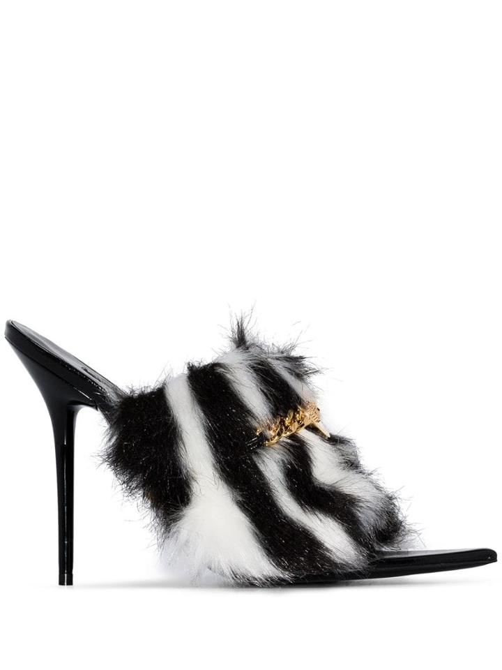 Versace Medusa Chain Faux-fur 110mm Sandals - Black