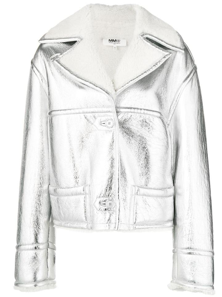 Mm6 Maison Margiela Leather Jacket - Silver