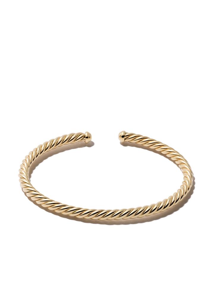 David Yurman 18kt Yellow Gold Cable Spira Cuff Bracelet - Metallic