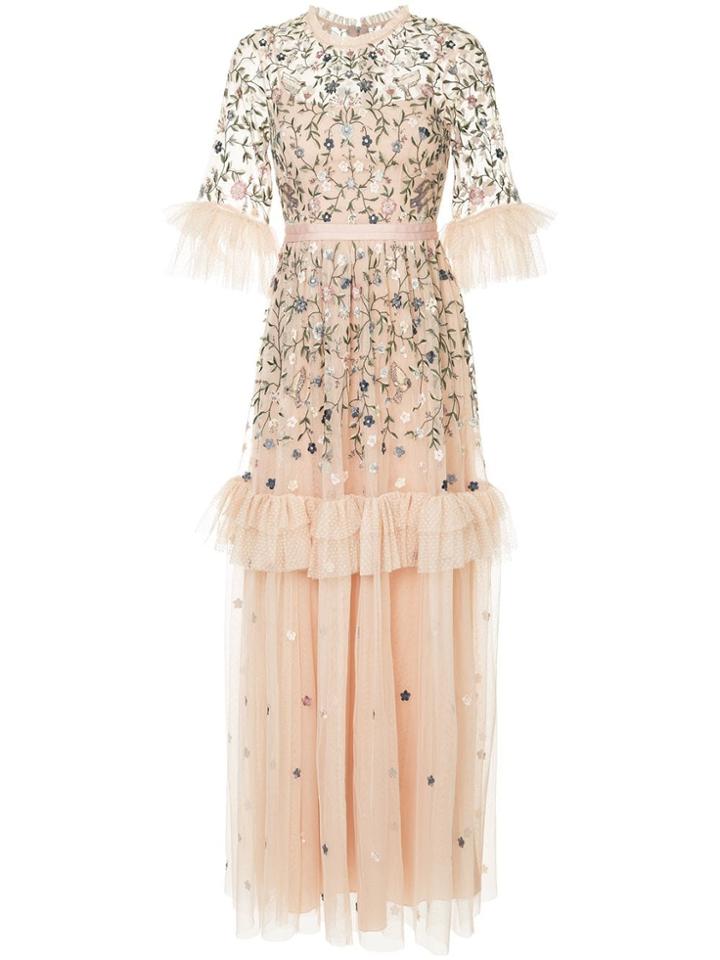 Needle & Thread Floral Embroidered Dress - Pink