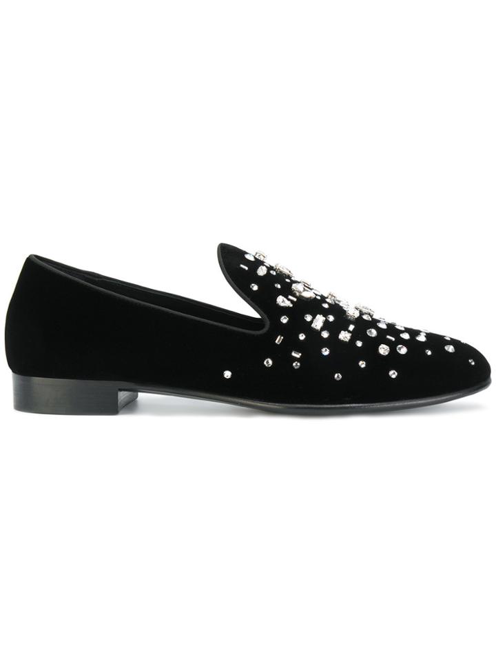 Giuseppe Zanotti Design Omar Crystal Slippers - Black
