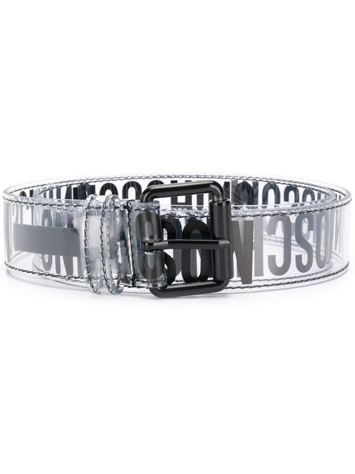 Moschino Logo Print Belt - White
