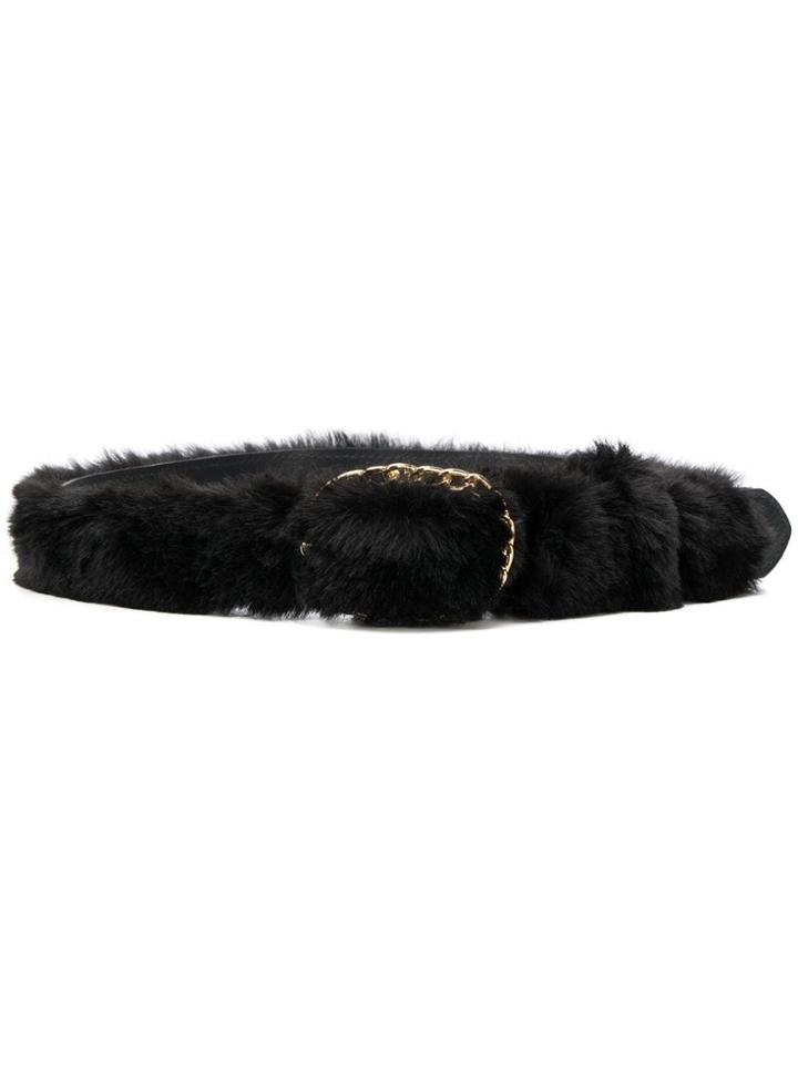 Martine Rose Faux Fur Buckle Belt - Black