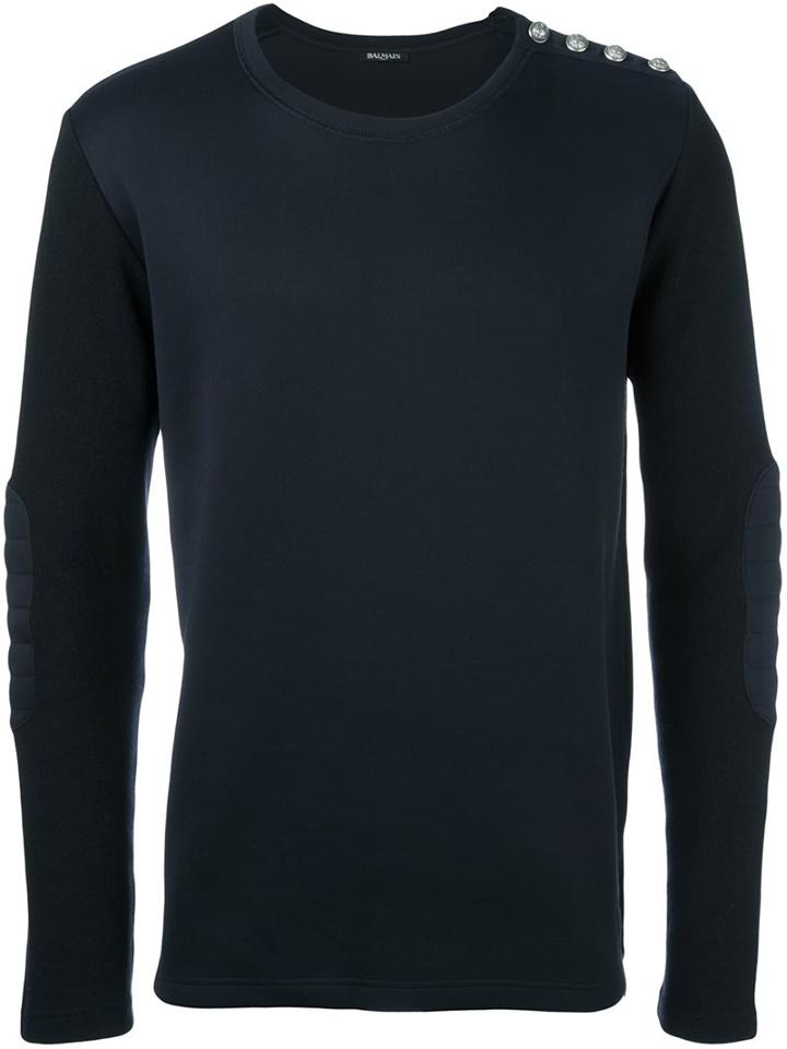 Balmain Ribbed Elbow Patch Sweatshirt