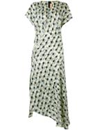 Marni - Garland Print Asymmetric Dress - Women - Silk/cotton - 40, Yellow, Silk/cotton