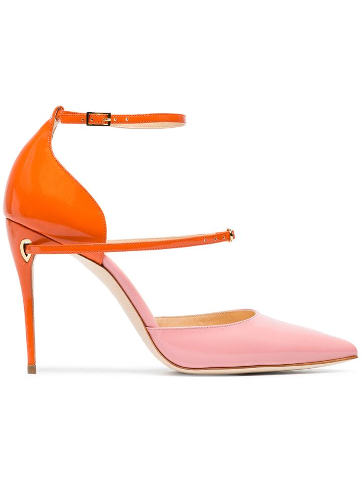 Jennifer Chamandi Pink And Orange Enrico 105 Patent Leather Pumps -
