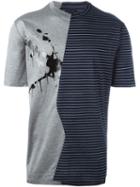 Lanvin Ink Striped T-shirt, Men's, Size: Large, Grey, Cotton