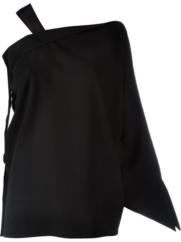 Issey Miyake Draped One Shoulder Top, Women's, Size: 3, Black, Polyester