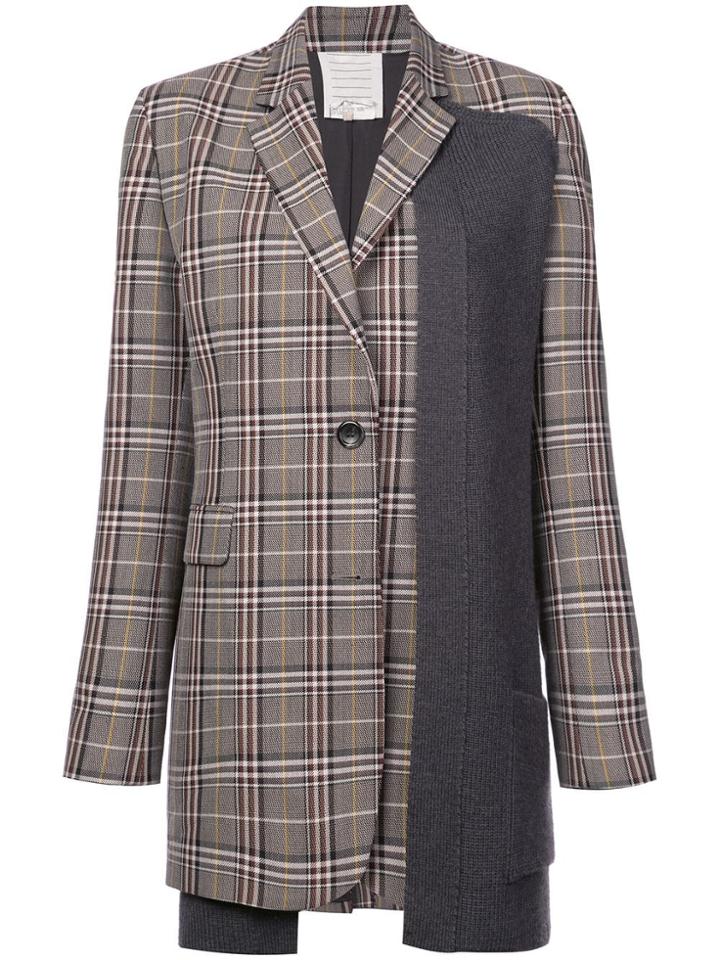 Monse Plaid Panelled Blazer - Brown