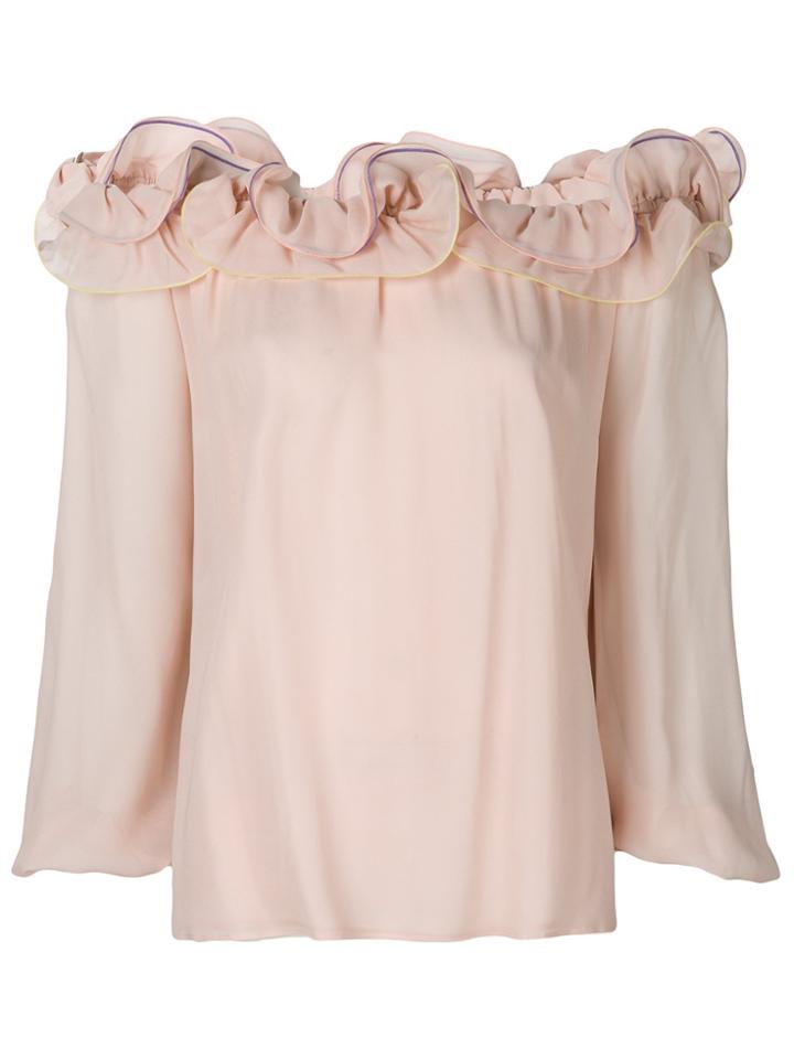 Blumarine Frill Trim Top - Nude & Neutrals